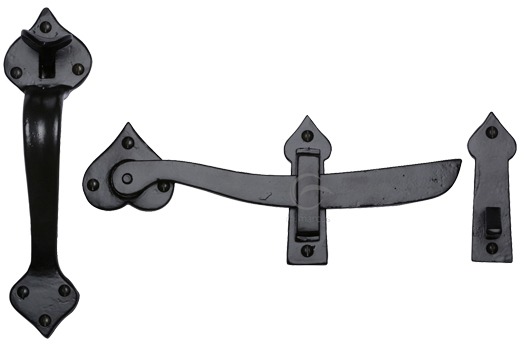 M Marcus Ring Gate Latch (238mm Length), Smooth Black Iron