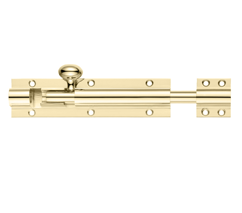 Zoo Hardware Fulton & Bray Architectural Barrel Bolt (4, 6, 8, 12, 18 Or 24 Inch), Polished Brass