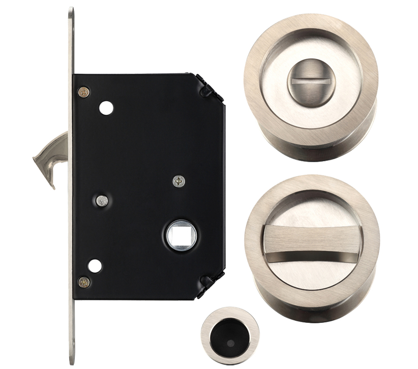 Zoo Hardware Fulton & Bray Sliding Door Lock Set (suitable For 35-45mm Thick Doors), Satin Nickel –