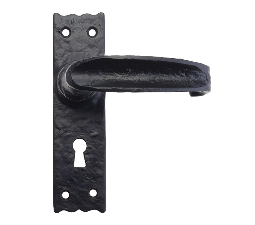 Zoo Hard Foxcote Foundries Traditional Slimline Door Handles On Backplate, Black Antique  (sold In Pairs)