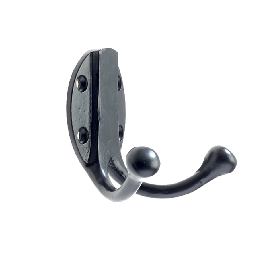 Zoo Hardware Foxcote Foundries Double Robe Hook (75mm), Black Antique
