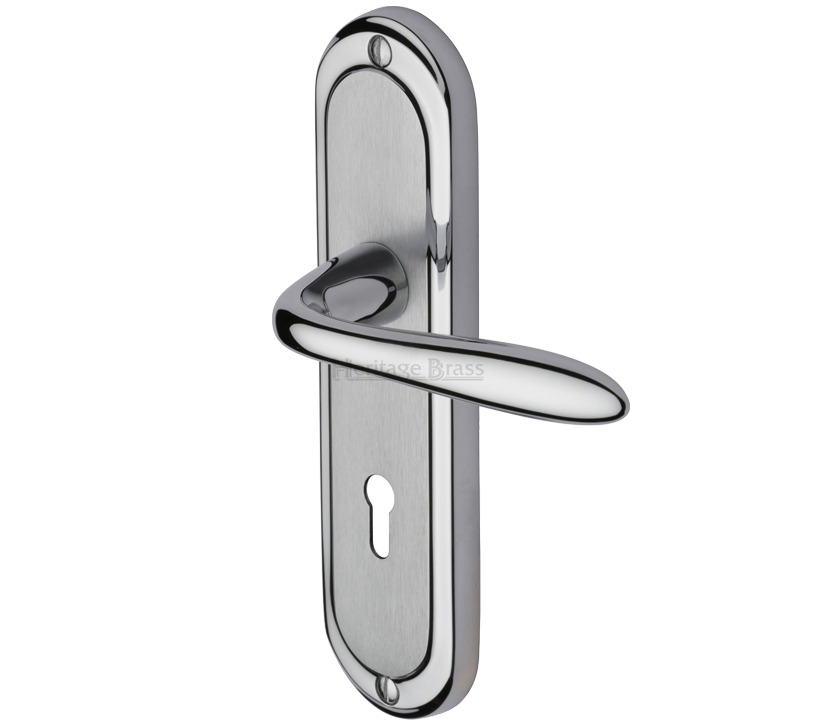 Heritage Brass Henley Apollo Finish, Polished Chrome & Satin Chrome Door Handles (sold In Pairs)