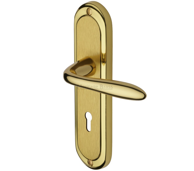 Heritage Brass Henley Mayfair Finish, Polished Brass & Satin Brass Door Handles (sold In Pairs)