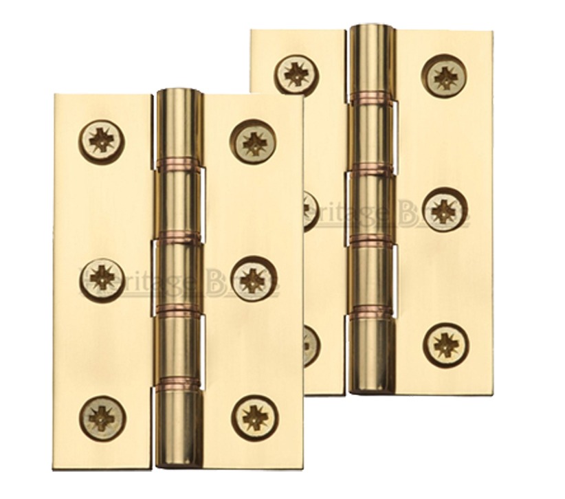Heritage Brass 3 Inch Heavier Duty Double Phosphor Washered Butt Hinges, Polished Brass(sold In Pairs)