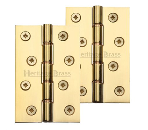 Heritage Brass 4" x 2 5/8" Heavier Duty Double Phosphor Washered Butt Hinges, Polished Brass - (sold in pairs)