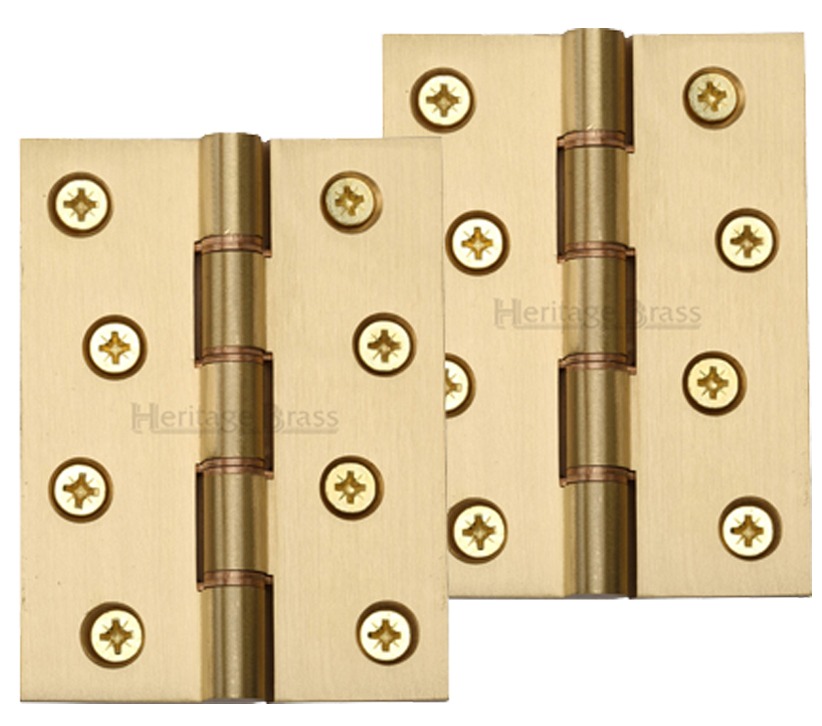Heritage Brass 4 Inch Heavier Duty Double Phosphor Washered Butt Hinges, Satin Brass –  (sold In Pairs)