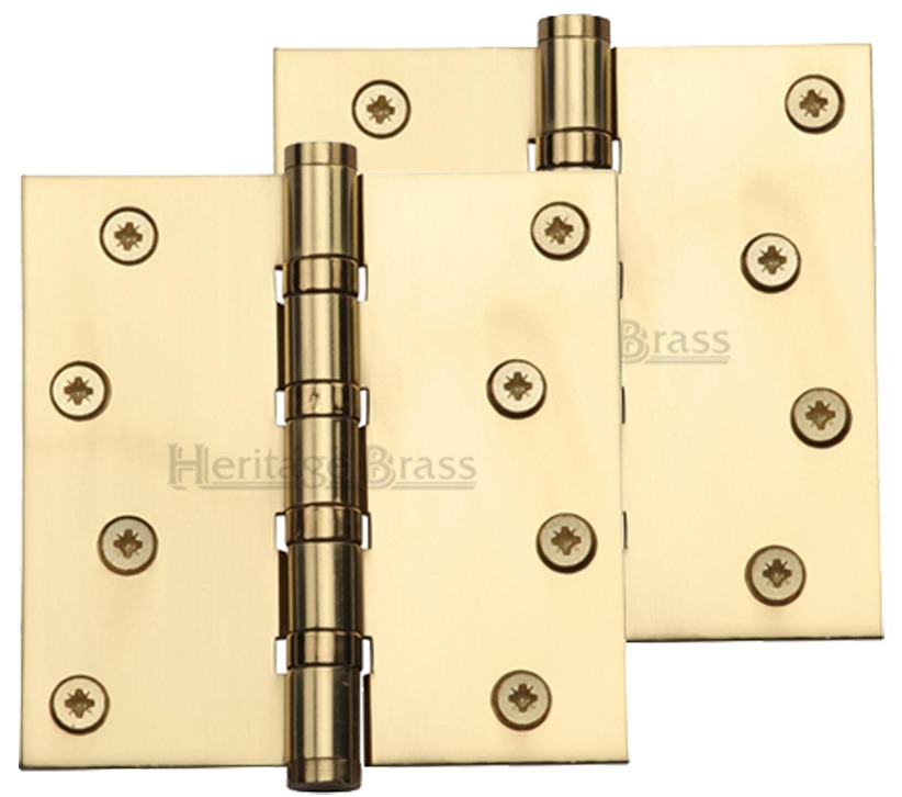 Heritage Brass 4″ X 4″ Ball Bearing (steel Pin) Hinges, Polished Brass –   (sold In Pairs)