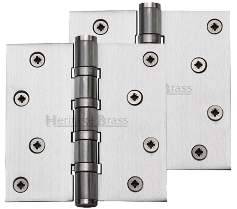 Heritage Brass 4″ X 4″ Ball Bearing (steel Pin) Hinges, Satin Chrome –   (sold In Pairs)