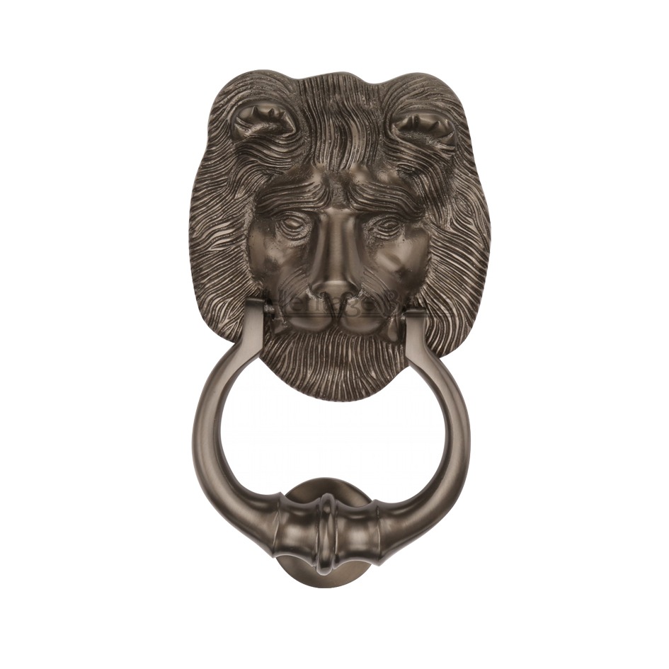 Heritage Brass Lion Head Door Knocker, Matt Bronze