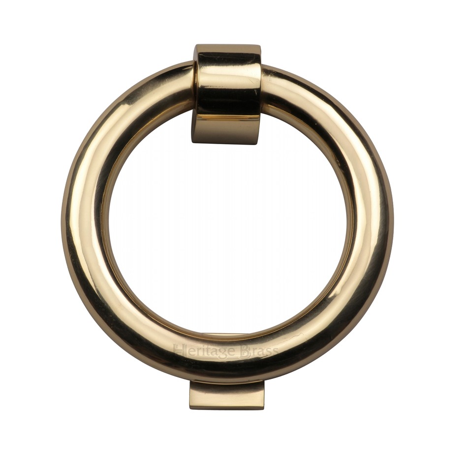 Heritage Brass Ring Door Knocker, Polished Brass