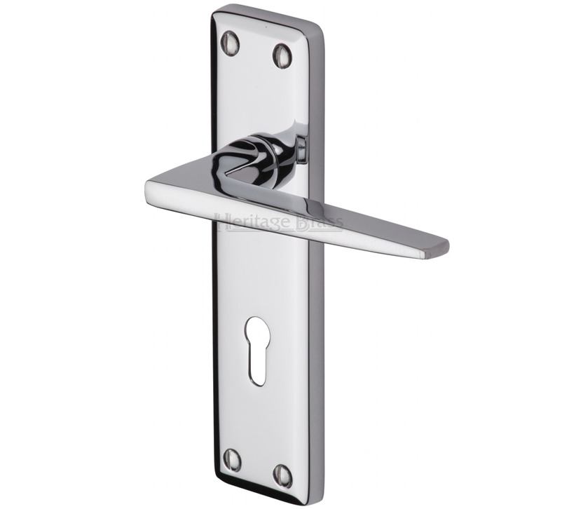 Heritage Brass Kendal Door Handles On Backplate, Polished Chrome (sold In Pairs)