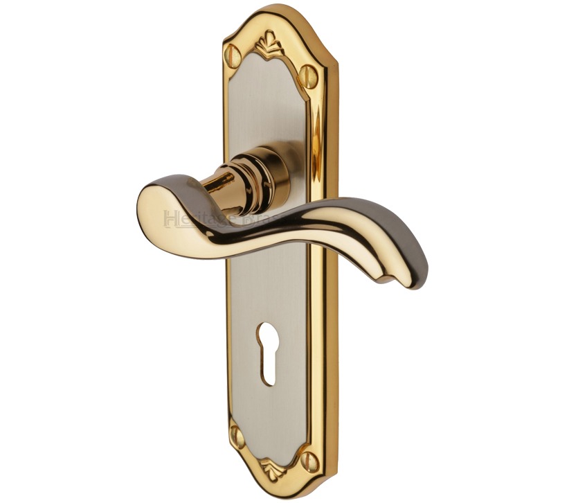 Heritage Brass Lisboa Jupiter Finish Satin Nickel With Gold Edge Handles (sold In Pairs)