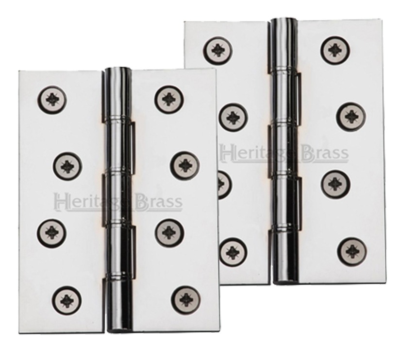 Heritage Brass 4 Inch Double Phosphor Washered Butt Hinges, Polished Chrome  (sold In Pairs)