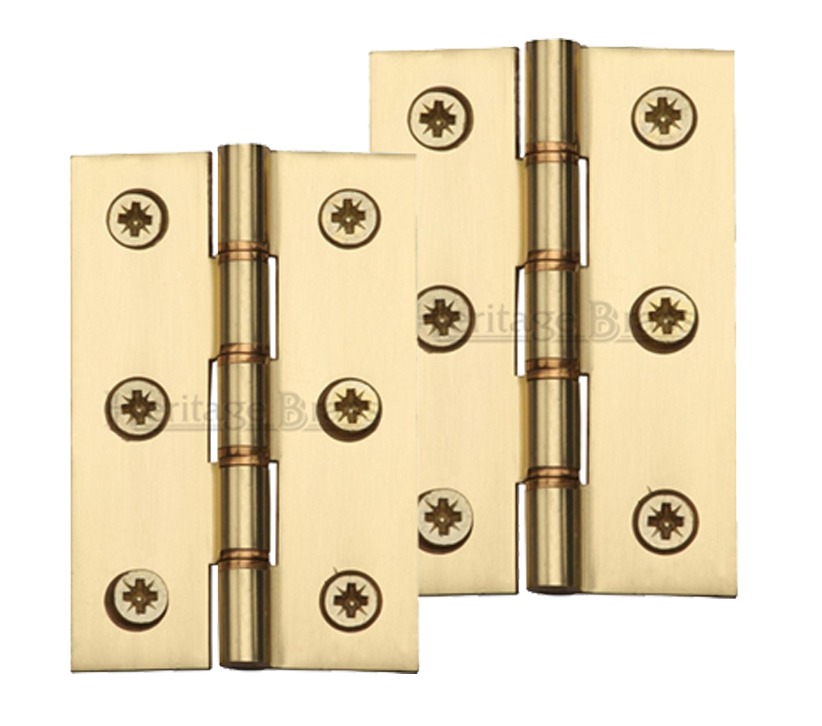 Heritage Brass 3 Inch Double Phosphor Washered Butt Hinges, Polished Brass  (sold In Pairs)