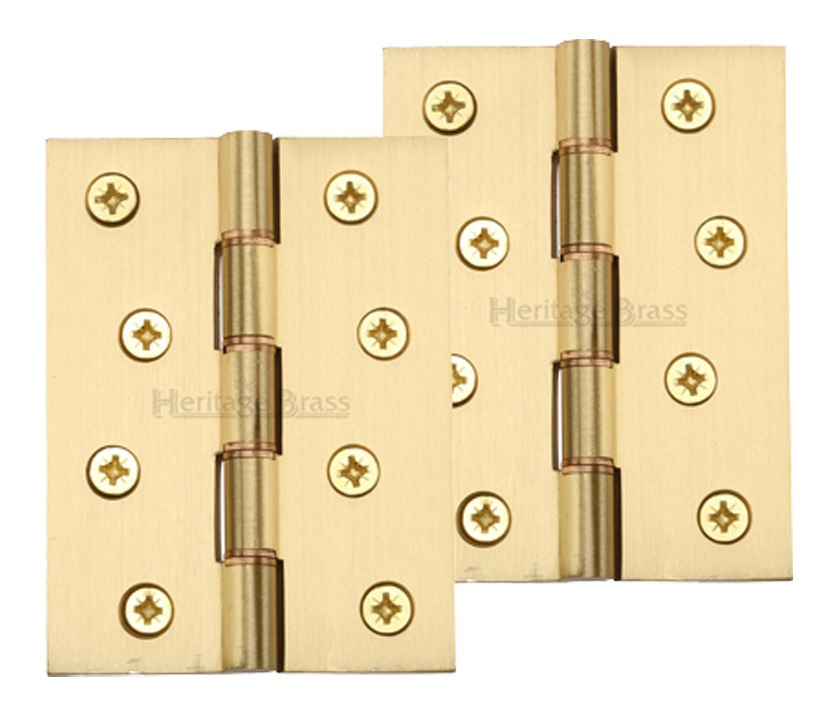 Heritage Brass 4 Inch Double Phosphor Washered Butt Hinges, Satin Brass –   (sold In Pairs)