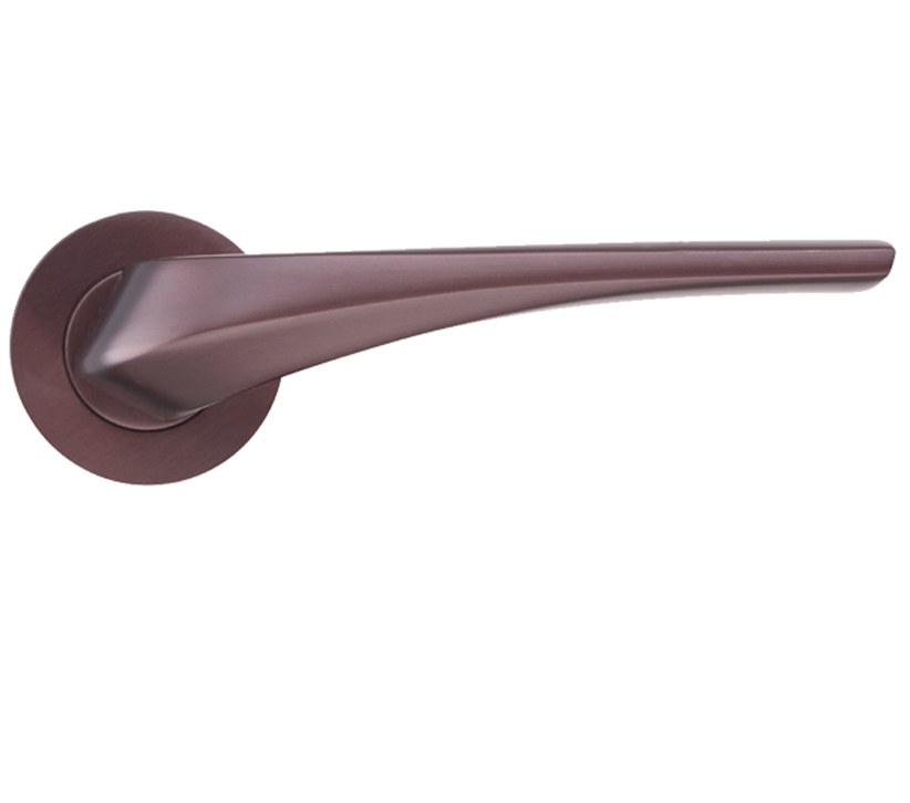 Zoo Hardware Rosso Maniglie Aries Lever On Round Rose, Electro Coated Bronze (sold In Pairs)