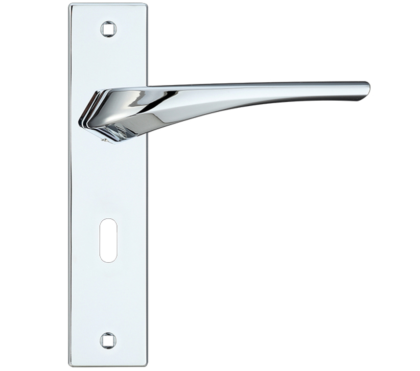 Zoo Hardware Rosso Maniglie Aries Door Handles On Backplate, Polished Chrome (sold In Pairs)