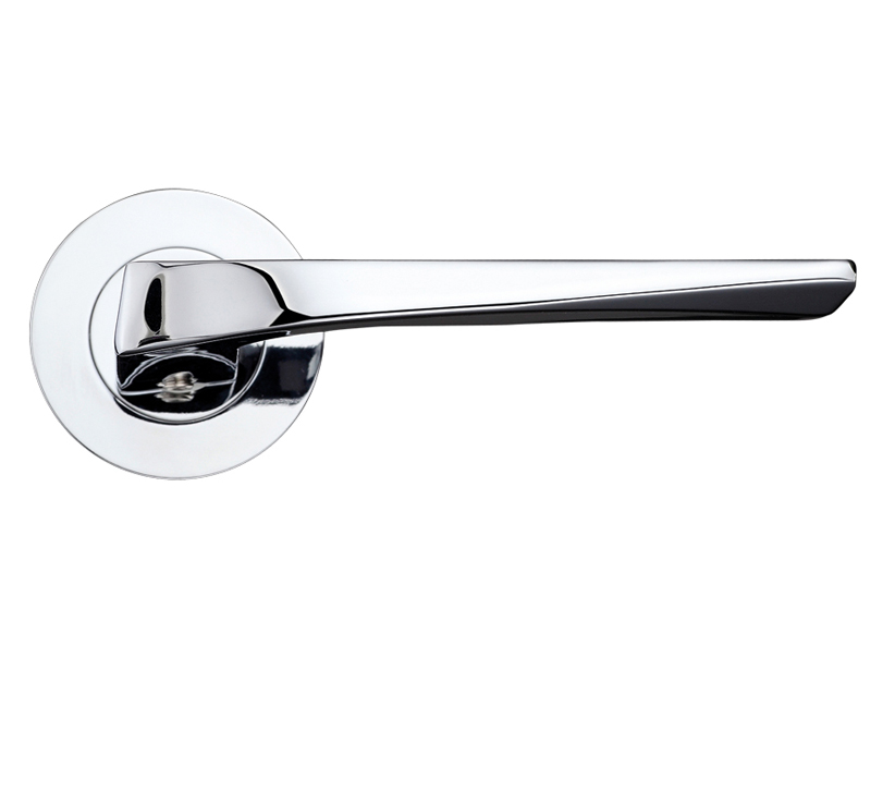 Zoo Hardware Rosso Maniglie Lyra Lever On Round Rose, Polished Chrome (sold In Pairs)