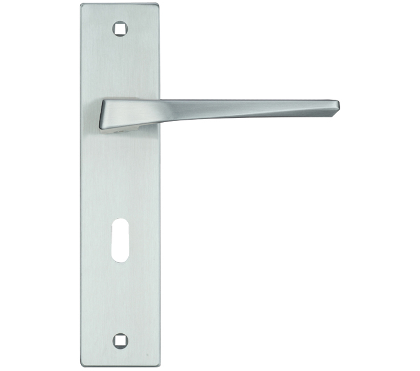 Zoo Hardware Rosso Maniglie Lyra Door Handles On Backplate, Satin Chrome (sold In Pairs)