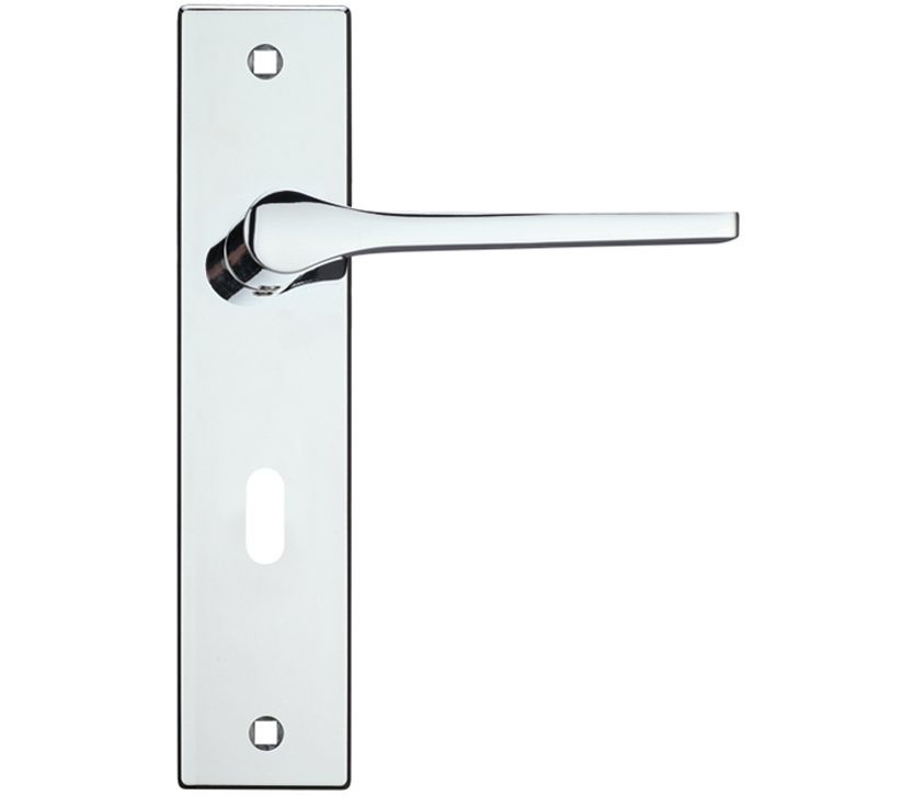 Zoo Hardware Rosso Maniglie Draco Door Handles On Backplate, Polished Chrome (sold In Pairs)
