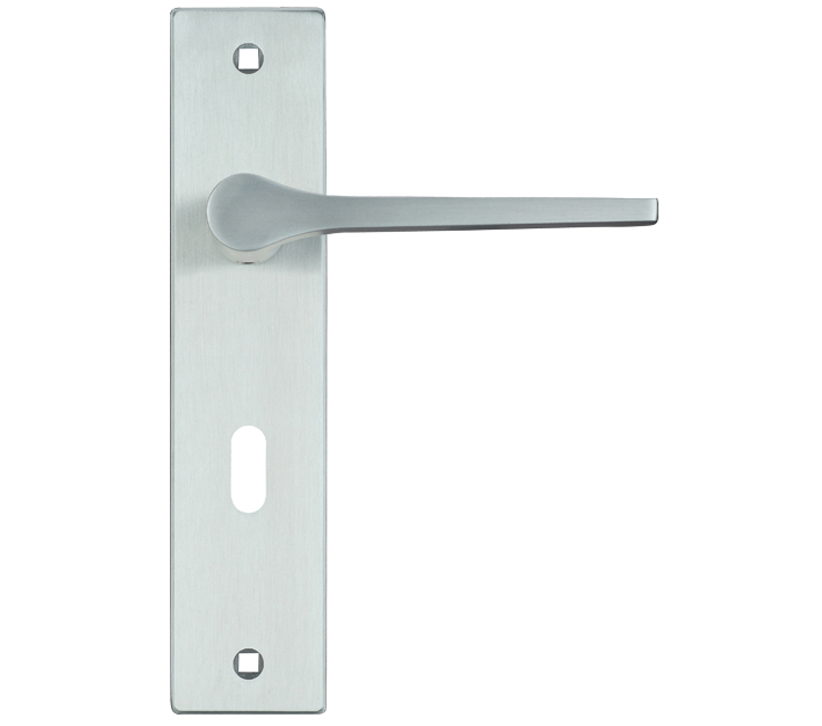 Zoo Hardware Rosso Maniglie Draco Door Handles On Backplate, Satin Chrome (sold In Pairs)