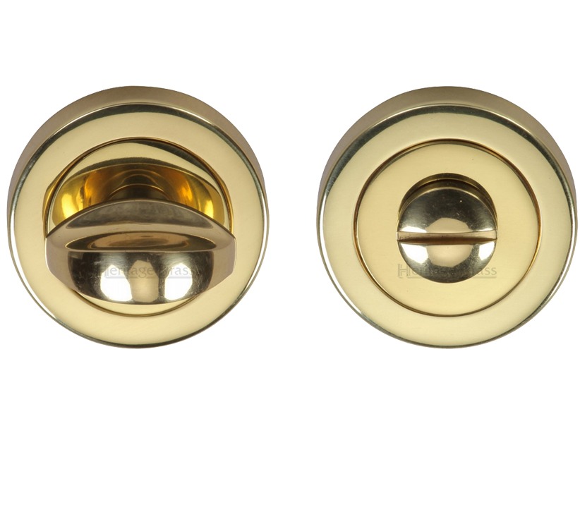 Heritage Brass Round 53mm Diameter Turn & Release, Polished Brass Finish