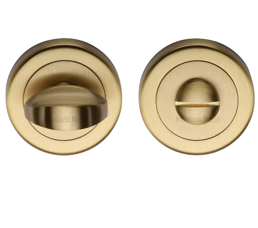 Heritage Brass Round 53mm Diameter Turn & Release, Satin Brass Finish
