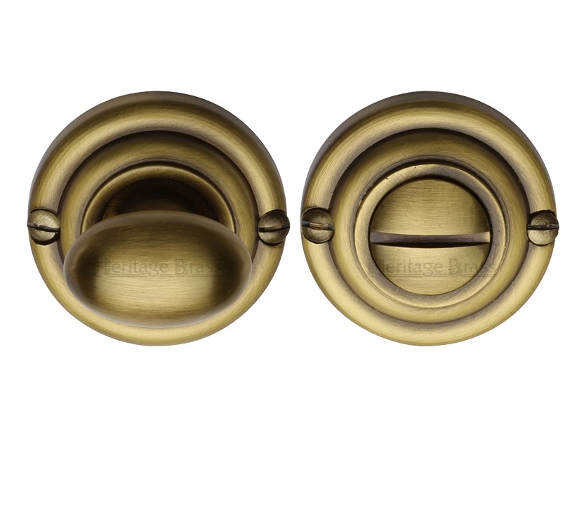 Heritage Brass Round 45mm Diameter Turn & Release, Antique Brass