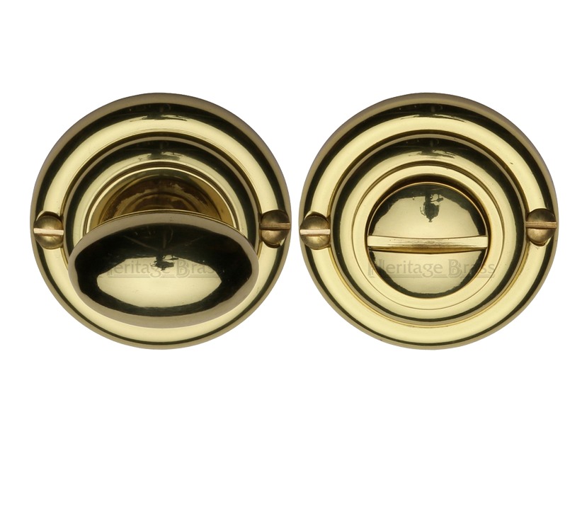 Heritage Brass Round 45mm Diameter Turn & Release, Polished Brass