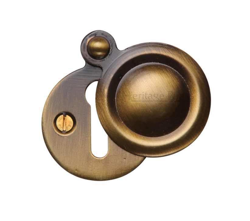 Heritage Brass Standard Round Covered Key Escutcheon, Antique Brass