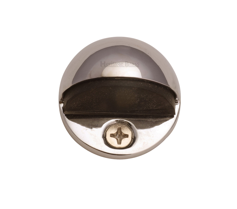 Heritage Brass Oval Floor Mounted Door Stop (47mm Diameter), Polished Nickel