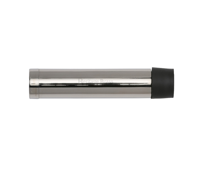 Heritage Brass Cylinder Wall Mounted Door Stop Without Rose (75mm Or 87mm), Polished Nickel