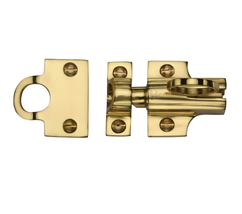 Heritage Brass Fanlight Catch With Ring Pull, Polished Brass