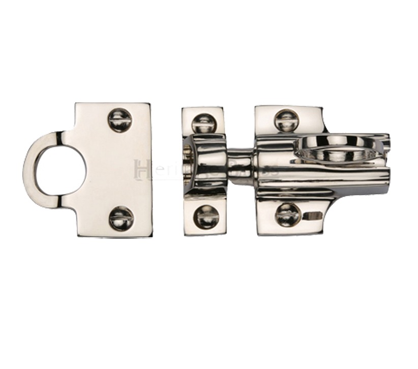 Heritage Brass Fanlight Catch With Ring Pull, Polished Nickel –