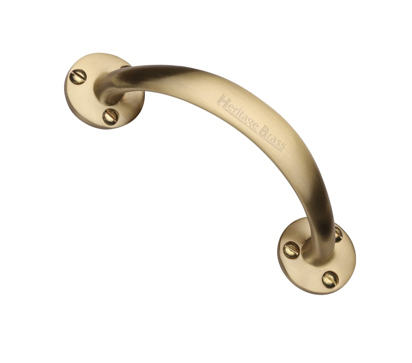 Heritage Brass Curved Bow Pull Handle, Satin Brass