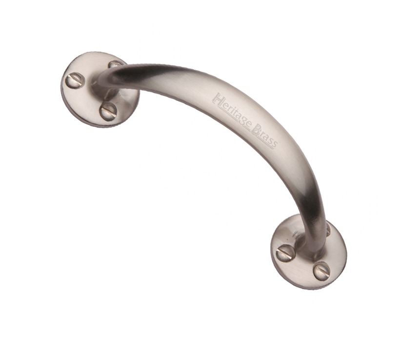 Heritage Brass Curved Bow Pull Handle, Satin Nicke