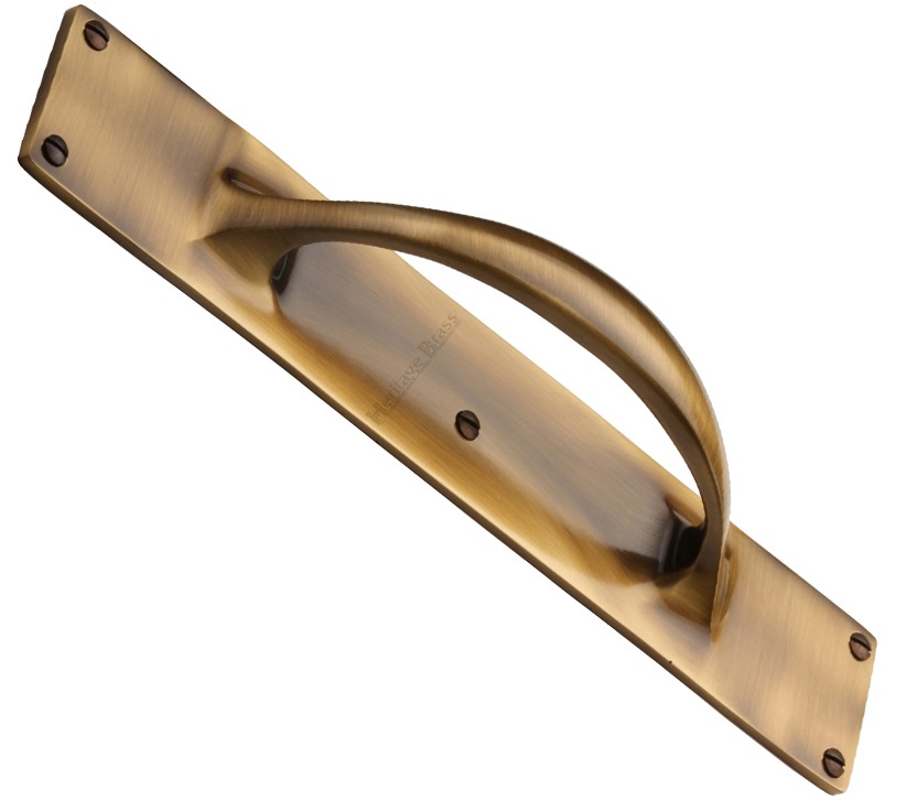 Heritage Brass Slim Pull Handle On 303mm Backplate, Antique Brass –