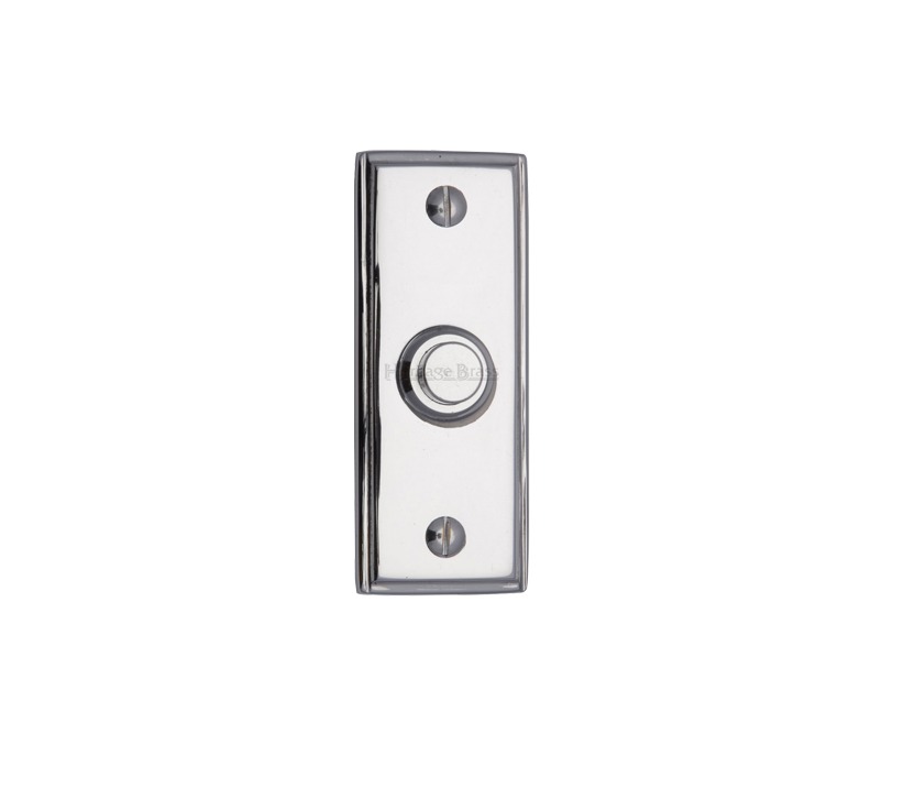 Heritage Brass Oblong Bell Push (83mm X 33mm), Polished Chrome