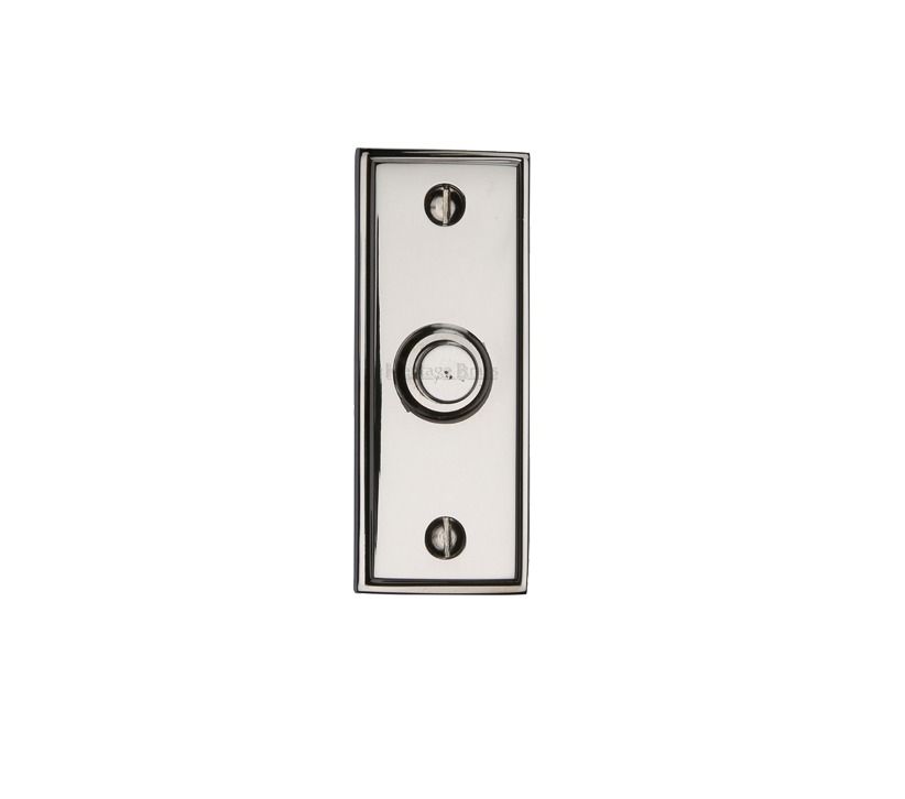 Heritage Brass Oblong Bell Push (83mm X 33mm), Polished Nickel