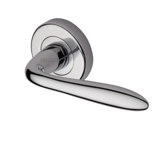 Heritage Brass Sutton Polished Chrome Door Handles On Round Rose (sold in pairs)