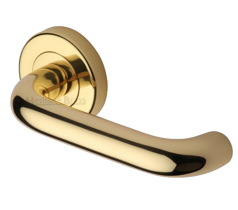 Heritage Brass Harmony Polished Brass Door Handles On Round Rose (sold In Pairs)