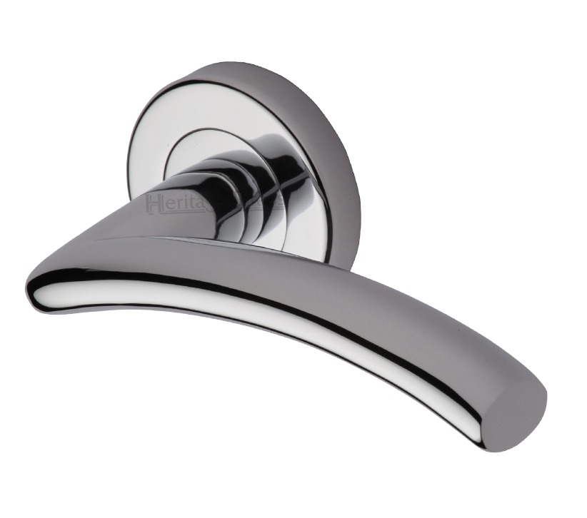 Heritage Brass Centaur Polished Chrome Door Handles On Round Rose (sold In Pairs)