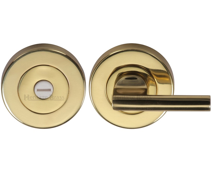 Heritage Brass Disabled Turn Round 53mm Diameter Turn & Release, Polished Brass