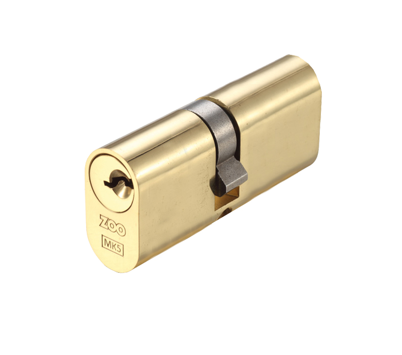 Zoo Hardware Vier Precision Oval Profile 5 Pin Double Cylinders (60mm, 70mm Or 80mm), Polished Brass
