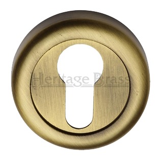 Heritage Brass Euro Profile Key Escutcheon, Antique Brass
