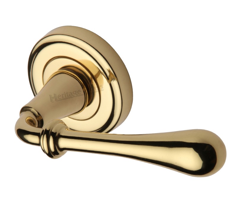 Heritage Brass Roma Polished Brass Door Handles On Round Rose (sold In Pairs)
