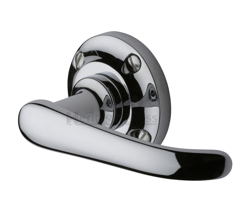 Heritage Brass Windsor Door Handles On Round Rose, Polished Chrome (sold In Pairs)