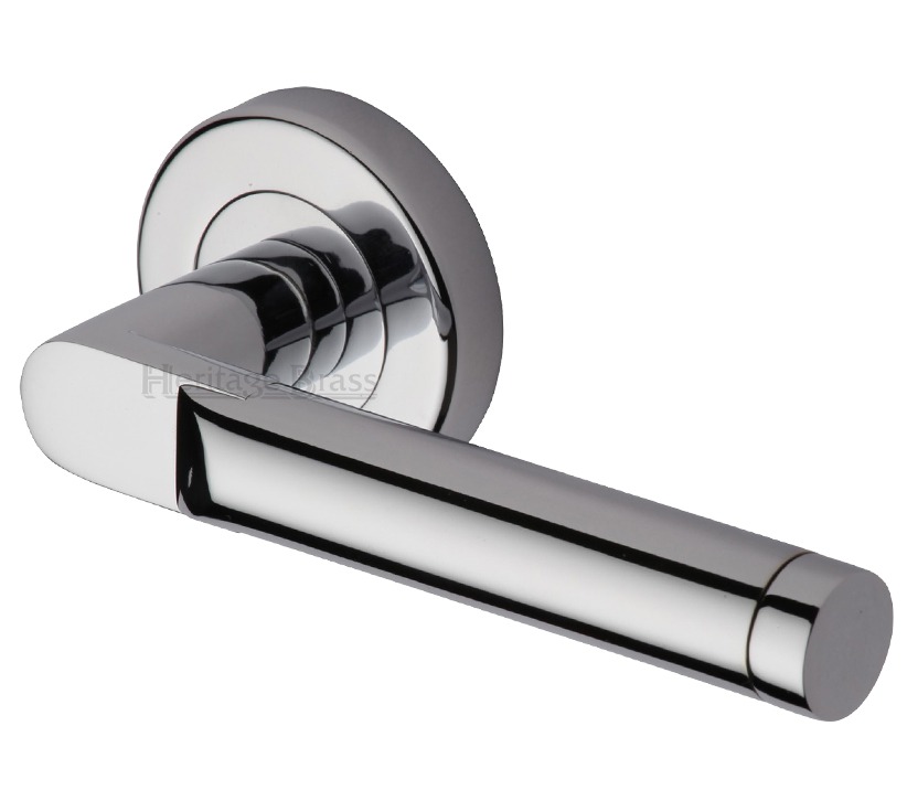 Heritage Brass Celia Polished Chrome Door Handles On Round Rose (sold In Pairs)