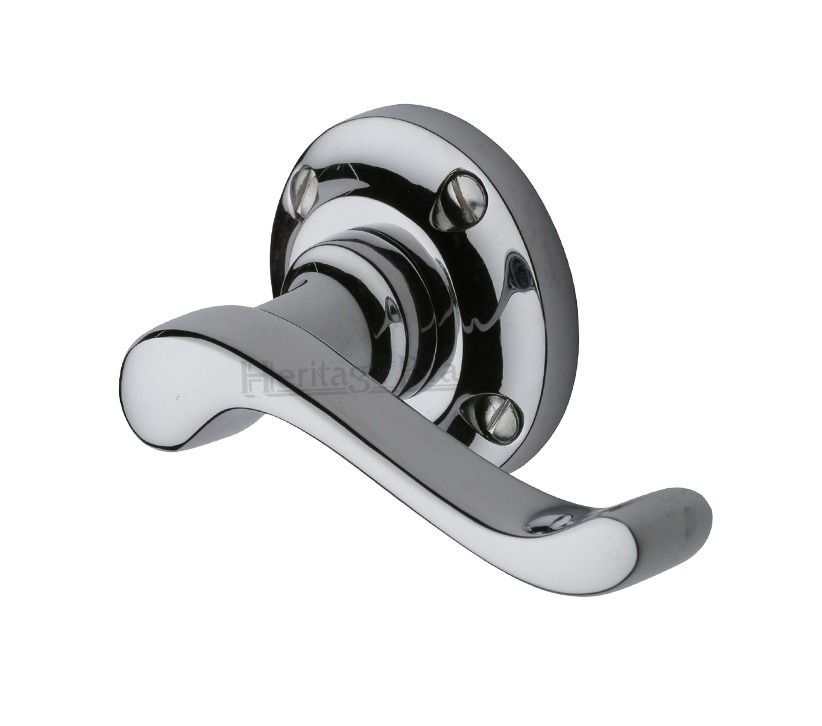 Heritage Brass Bedford Polished Chrome Door Handles On Round Rose(sold In Pairs)