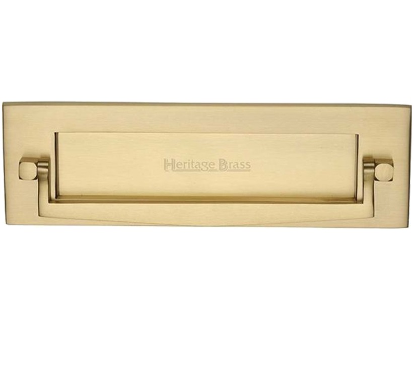 Heritage Brass Postal Knocker Letter Plate (254mm X 79mm), Satin Brass